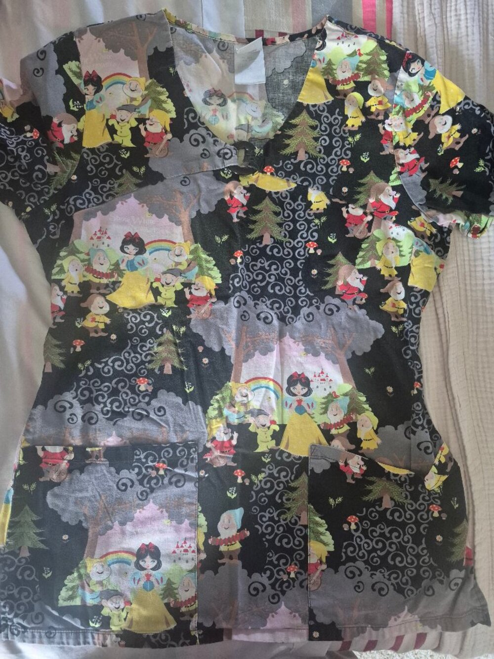 Vintage style print Snow White Scrub Top